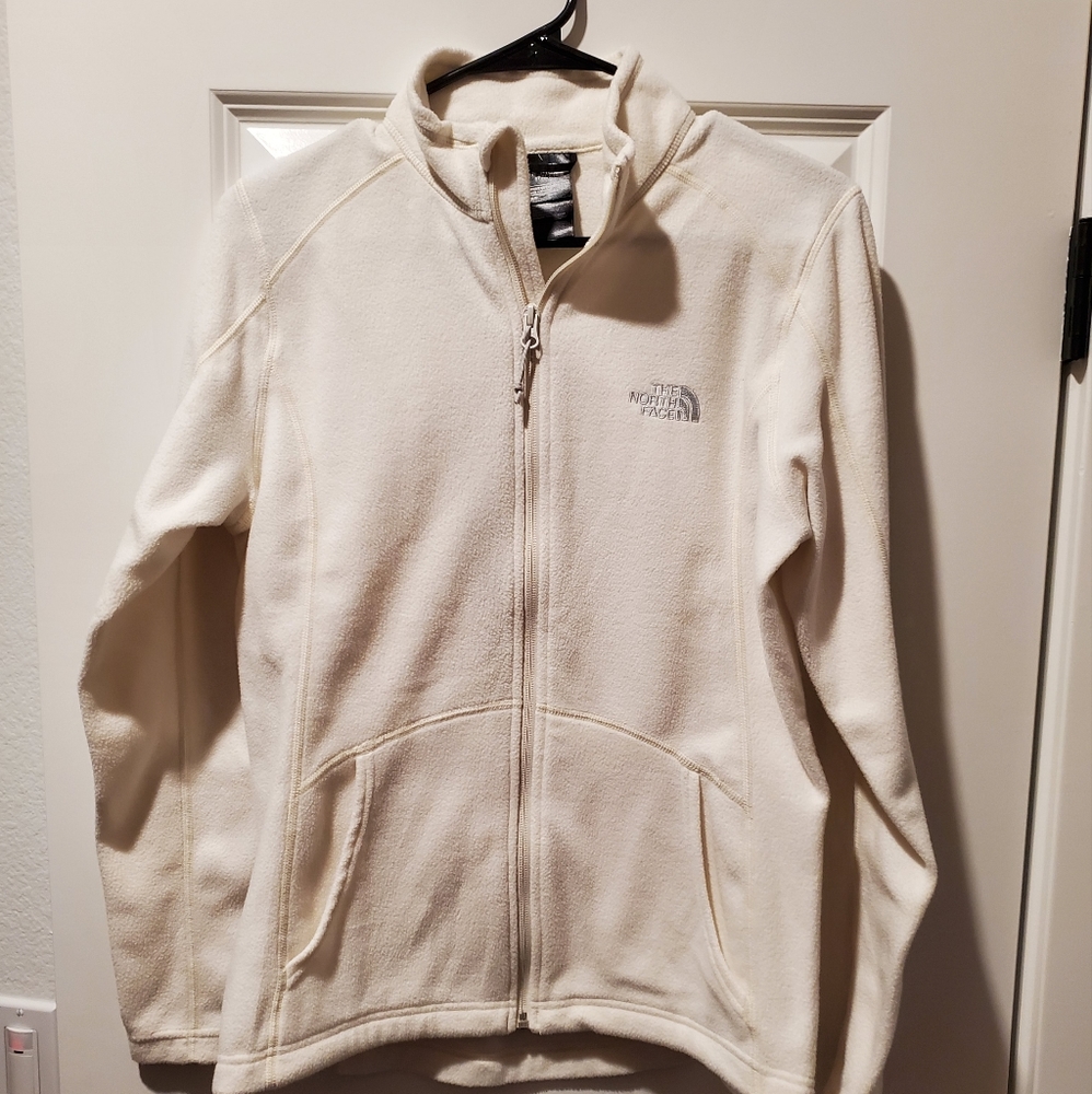 The North Face white fleece zip up jacket (women's medium)